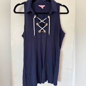 Lilly Pulitzer Navy Tank Top with Lace-Up Detail
